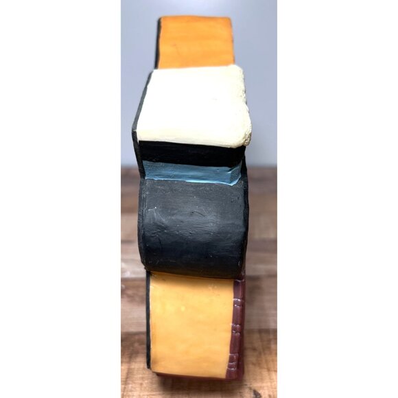 Handcrafted Wooden Snowman Family Winter Scene Decor Plays Music - Picture 2 of 6